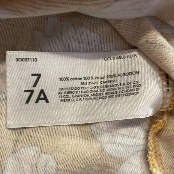 Carter’s KID Jersey Dress Short-Sleeve Yellow Butterfly Print - Size 7/7A - Picture 6 of 7